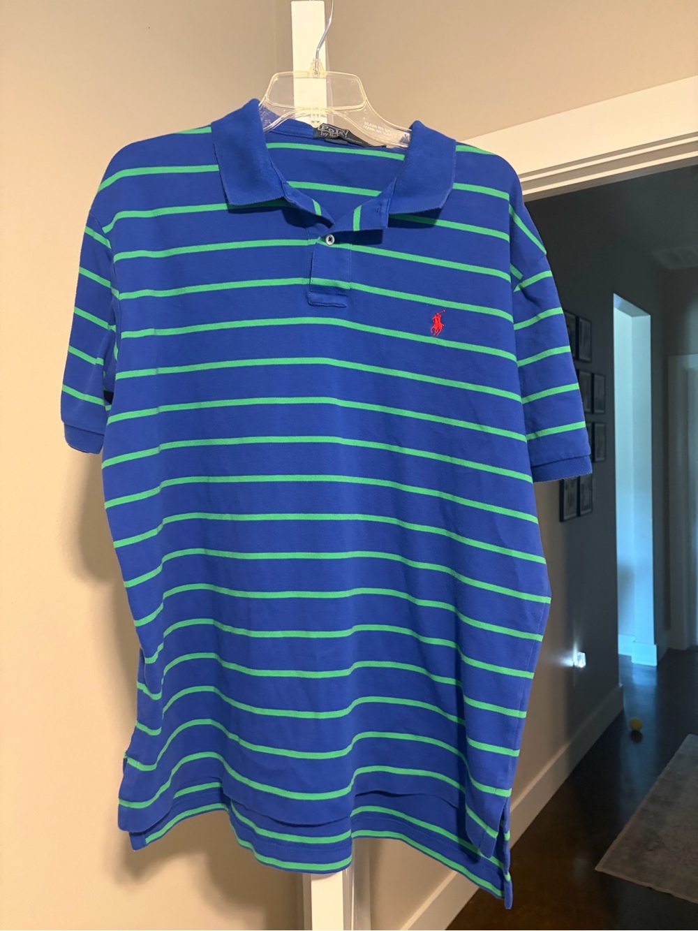 Polo by Ralph Lauren Royal Blue Polo with Green Stripes